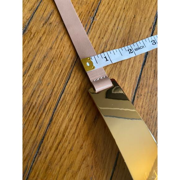 B-LOW THE BELT Tan Leather Waist Belt w/Gold Plate sz S/M - Picture 10 of 14